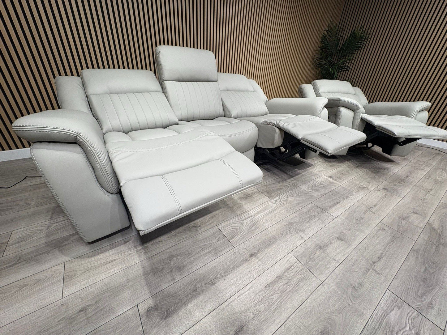 DOMINO Leather 3 Seater Sofa + Armchair Set, Power Recliners - RRP £2,795