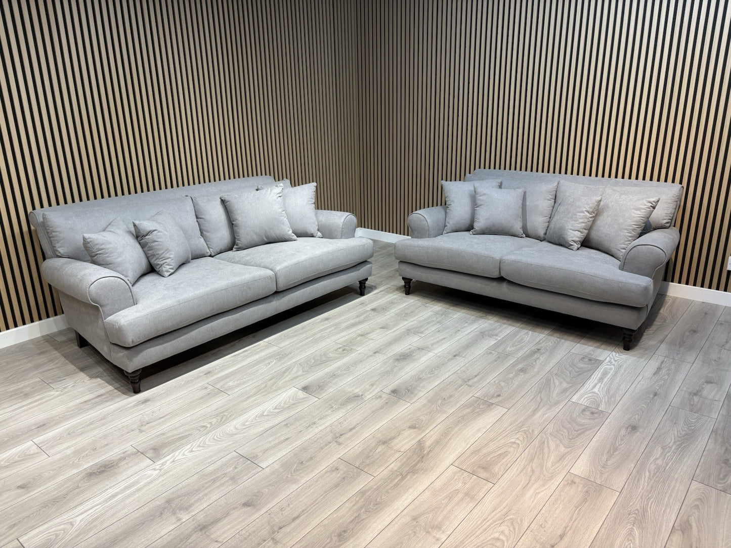 Laura Ashley LYNDEN Style Fabric 3 Seater + 2 Seater Sofa Set, Grey - RRP £2,500