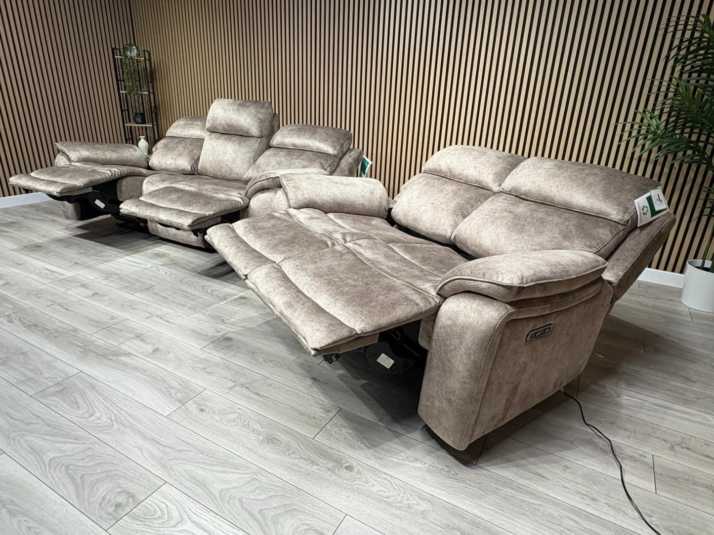 Furniture Village SLOANE Style Fabric 3 + 2 Seater Power Recliner Sofa Set