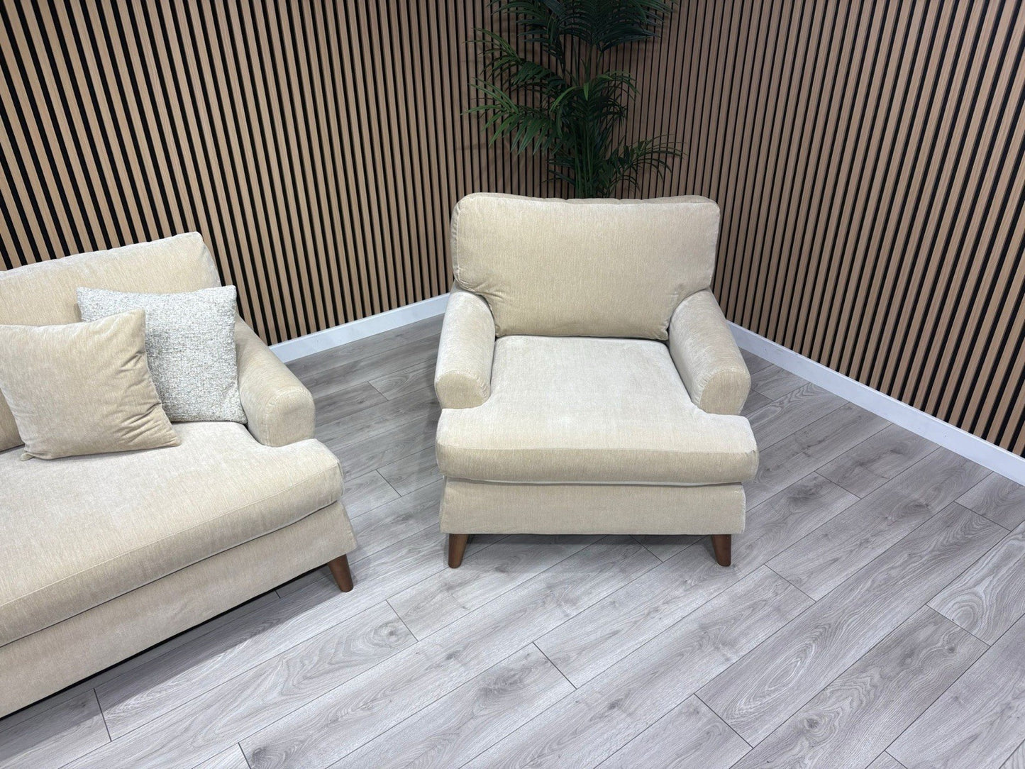 Furniture Village JACKSON Fabric Velvet 4 Seater Sofa + Armchair - RRP £1,840