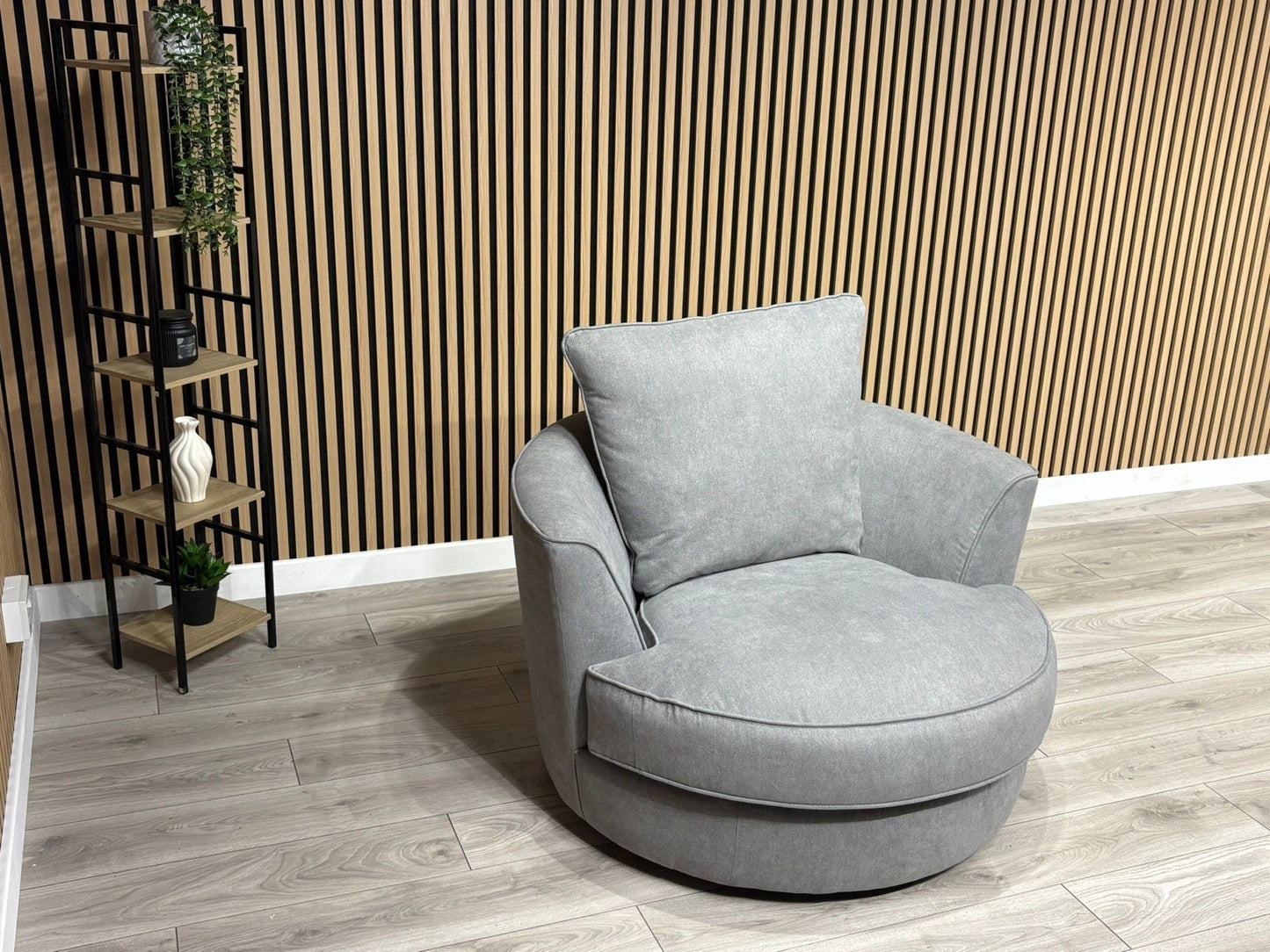 Furniture Village LEGEND Fabric Swivel Chair / Armchair, Pewter - RRP £845