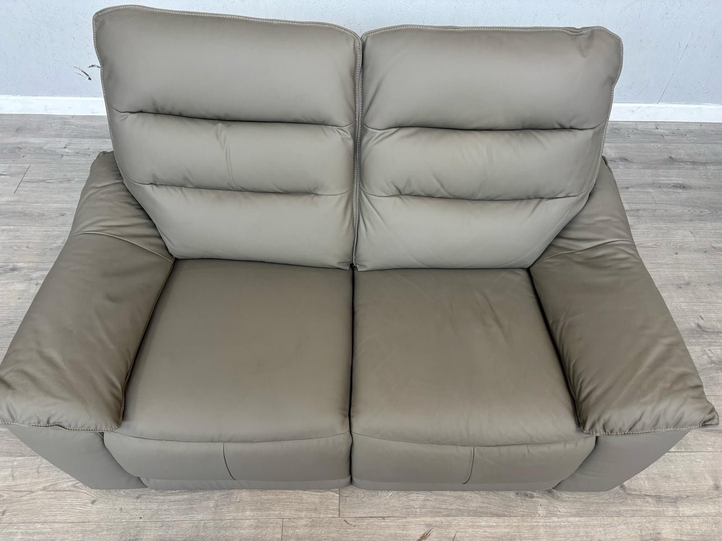 Oak Furniture Land Carter Grey Leather 2 Seater Sofa, - RRP £1349