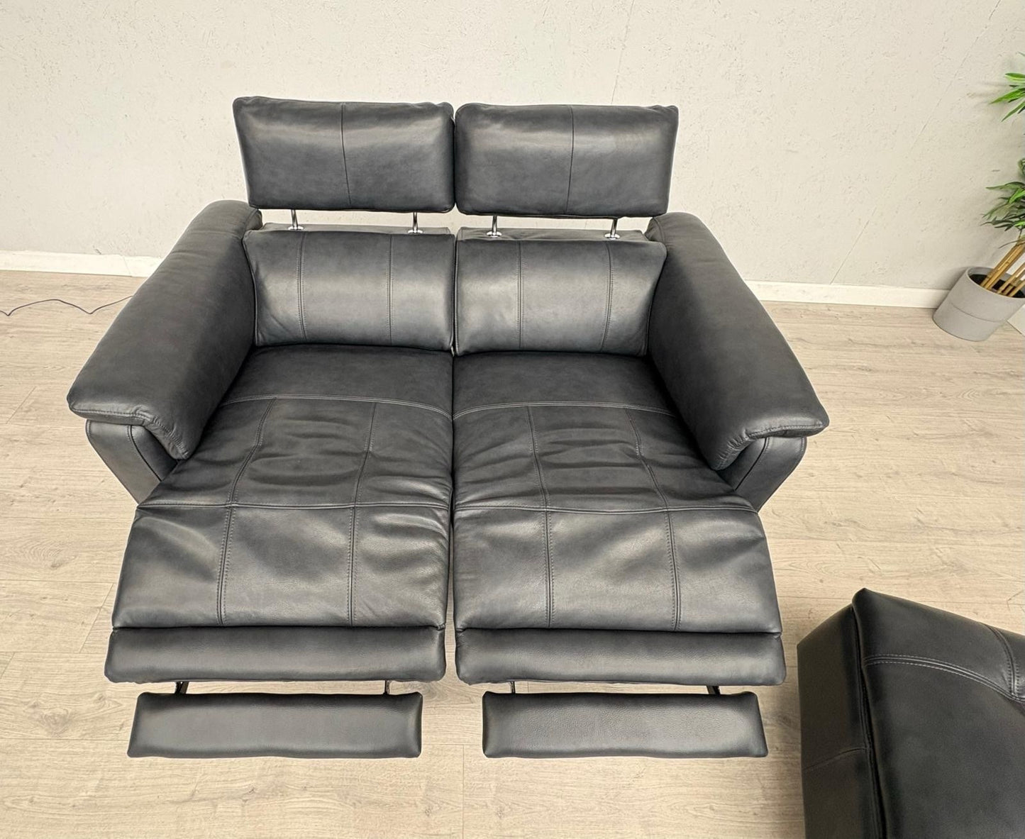 Furniture Village MOET Leather 2 Seater Power Recliner Sofa + Stool - RRP £3,290