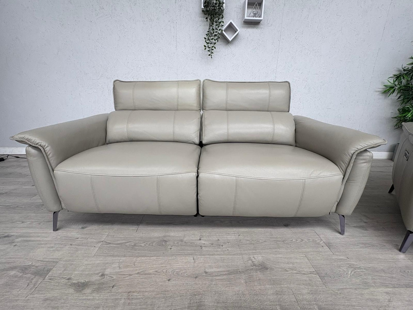 F. Village JUDE Leather 3 Seater Sofa + Armchair, Power Recliners - RRP £4,390