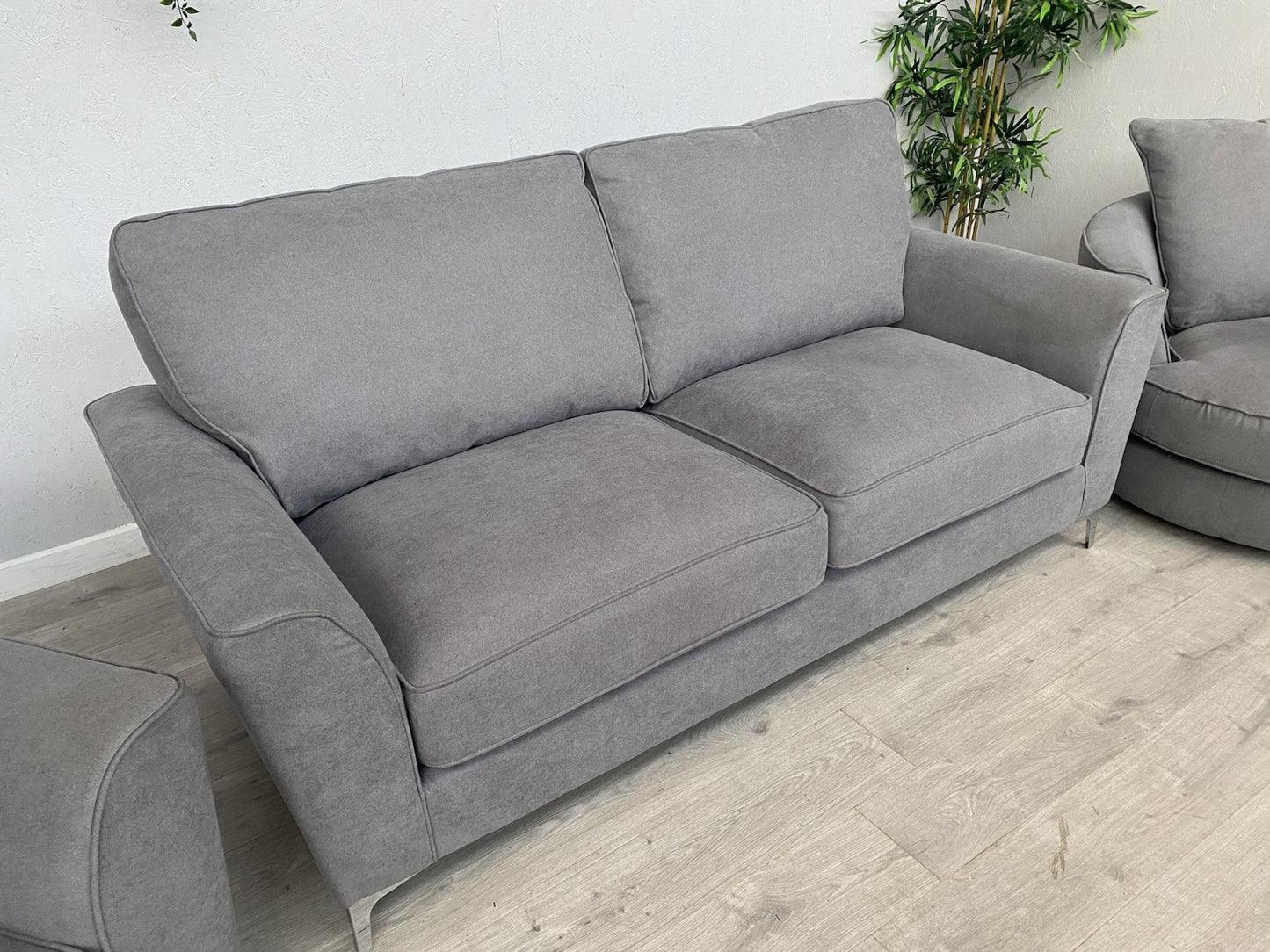 Furniture Village LEGEND Fabric 3 Seater Sofa, Armchair + Swivel Chair RRP £2835