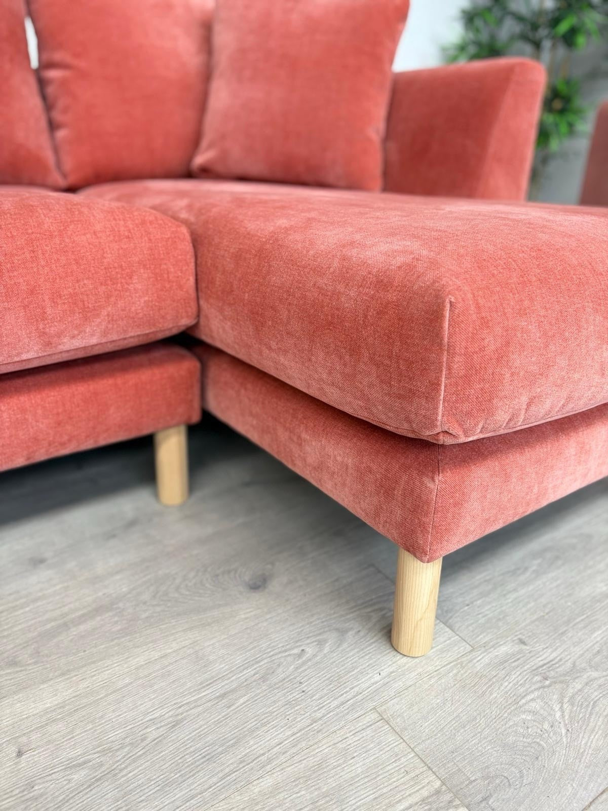 Habitat ASTON Fabric RHF Chaise Corner Sofa + Armchair, Papaya - RRP £2,350