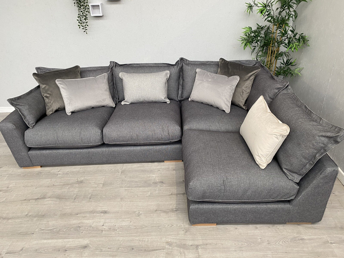 Sofology - GAIA Fabric RHF Open End Corner Sofa, Grey Slate Mix - RRP £3,499