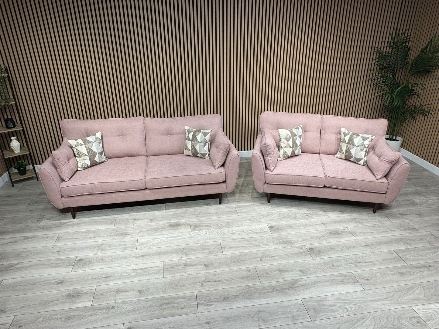 DFS - Zinc 3 & 2 Fabric Seater Sofa Set RRP £1799 Pink