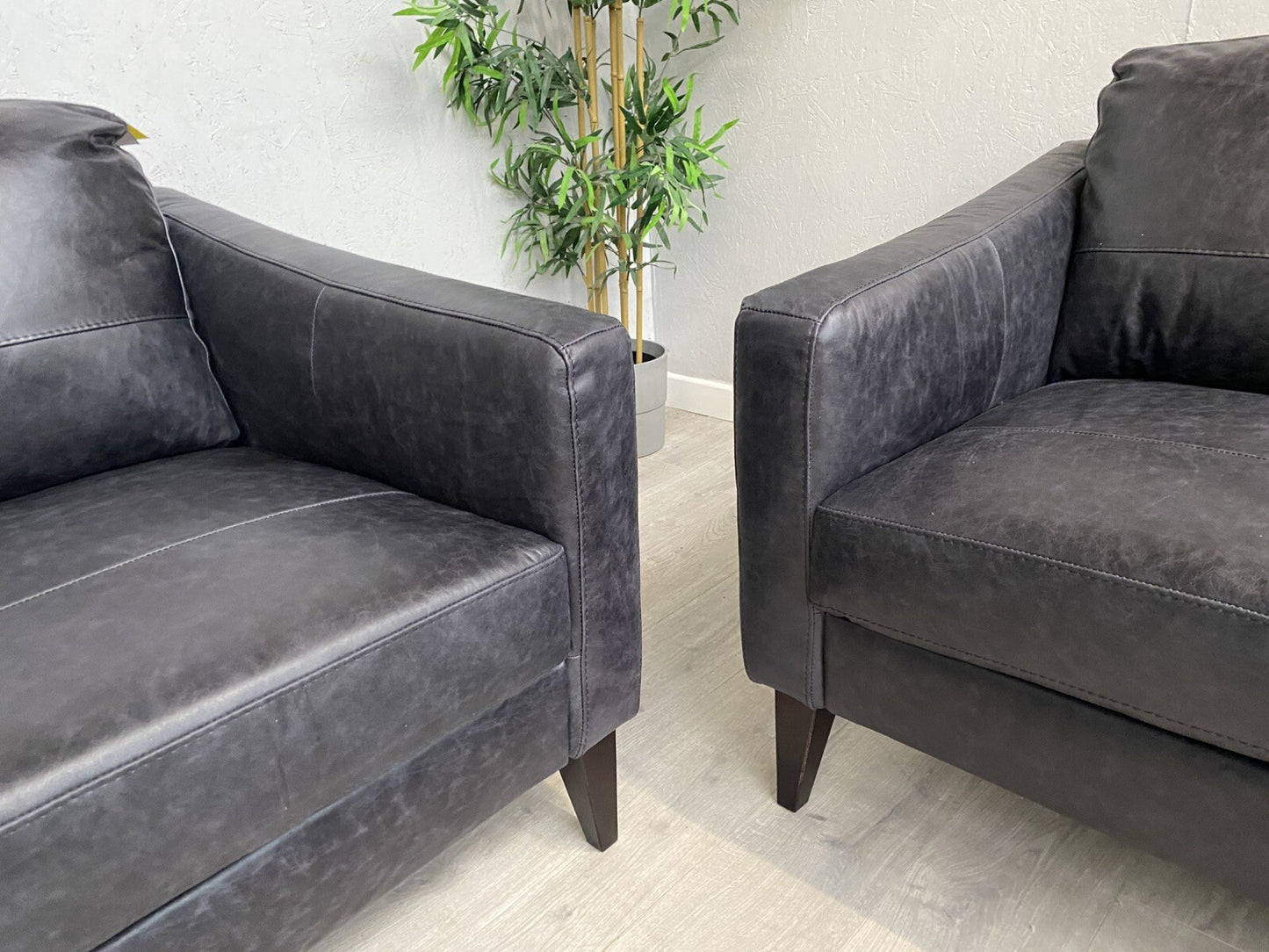 John Lewis BAILEY Style Leather 3 Seater + 2 Seater Sofa Set, Black - RRP £3,498