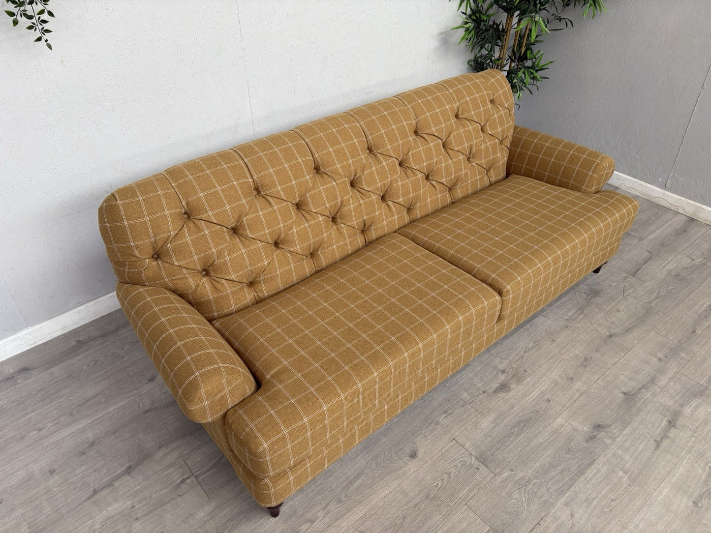 Dunelm - CANTERBURY 4 Seater Chesterfield Sofa, Check Ochre - RRP £1399