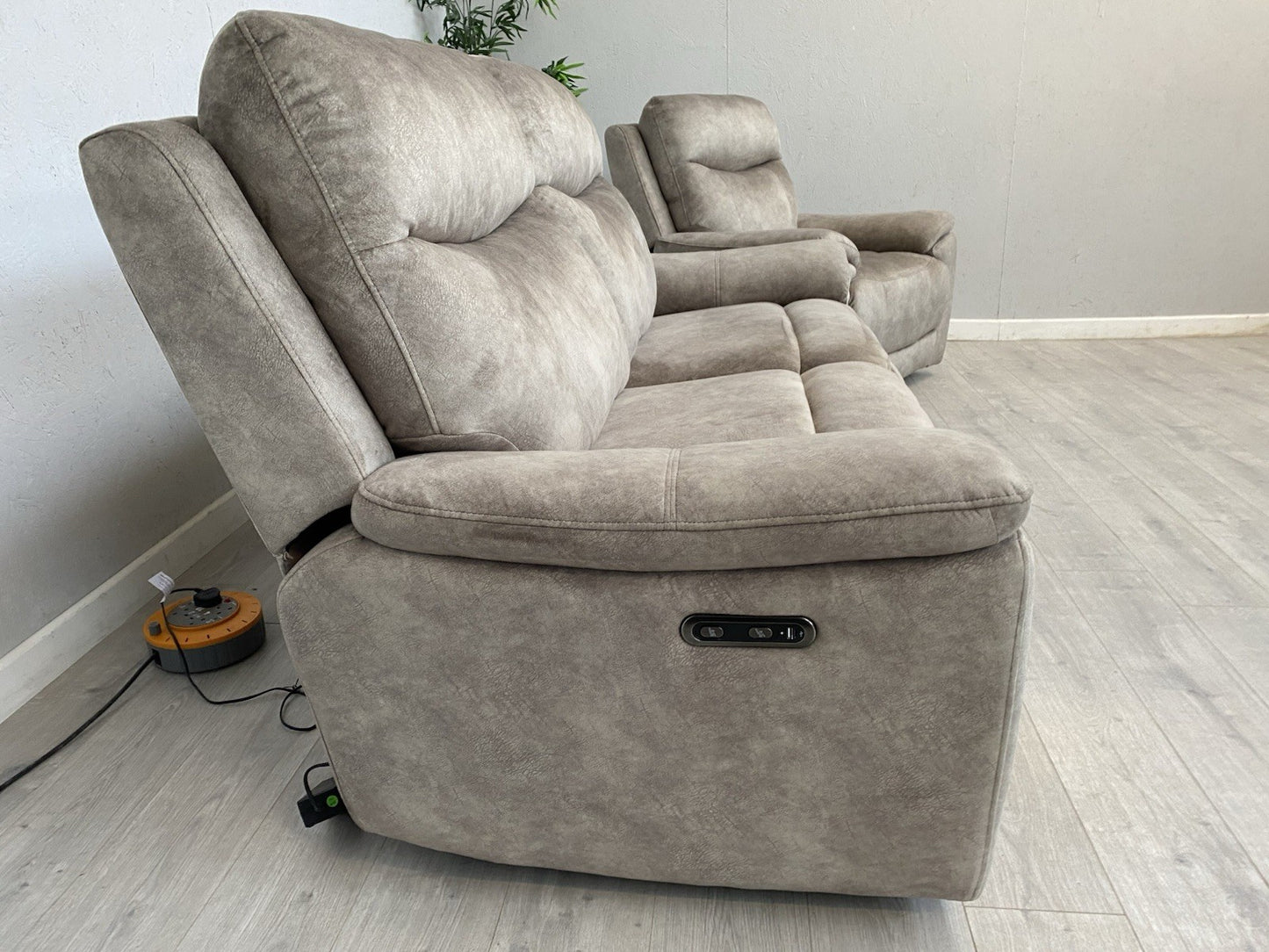 Furniture Village SLOANE Fabric 3 Seater Sofa + Armchair, Power Recliners