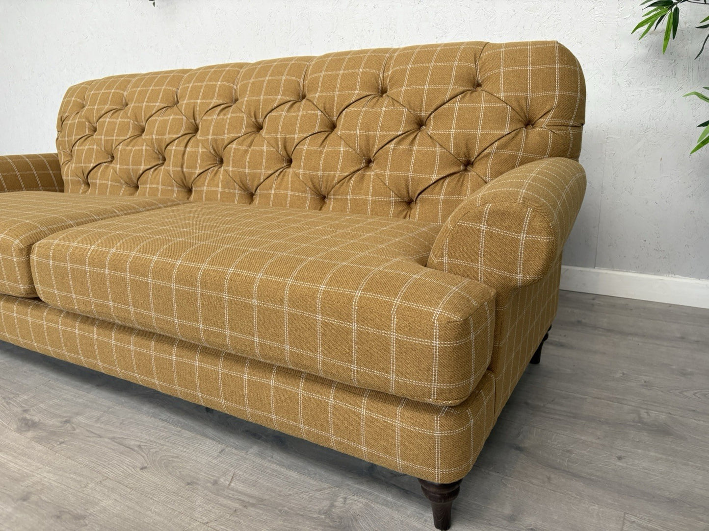 Dunelm - CANTERBURY 4 Seater Chesterfield Sofa, Check Ochre - RRP £1399