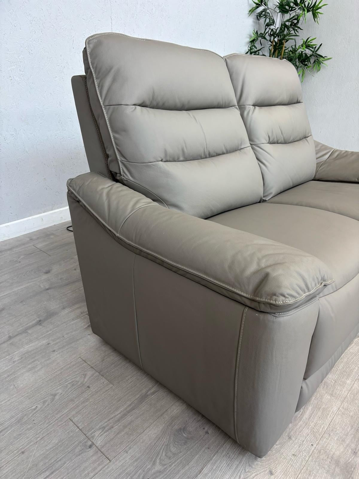 Oak Furniture Land Carter Grey Leather 2 Seater Sofa, - RRP £1349