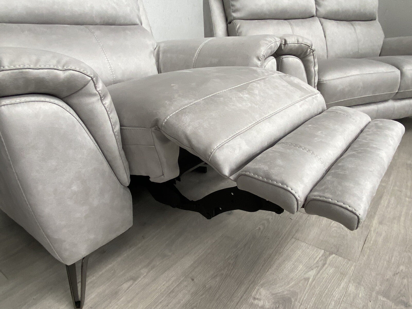 Furniture Village CONTEMPO Fabric 2 x 2 Seater Sofas + Power Recliner Armchair