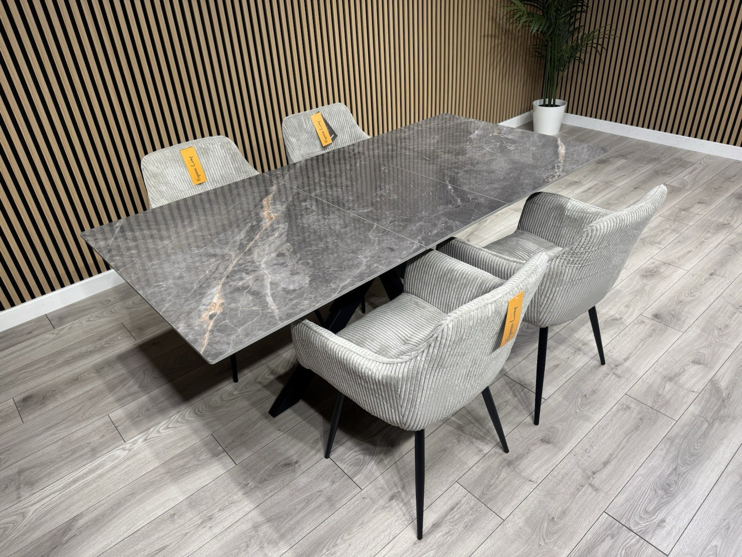 NEXT Sample - CRETE Marble Effect Extending Dining Table + 4 x Chairs. RRP £1899