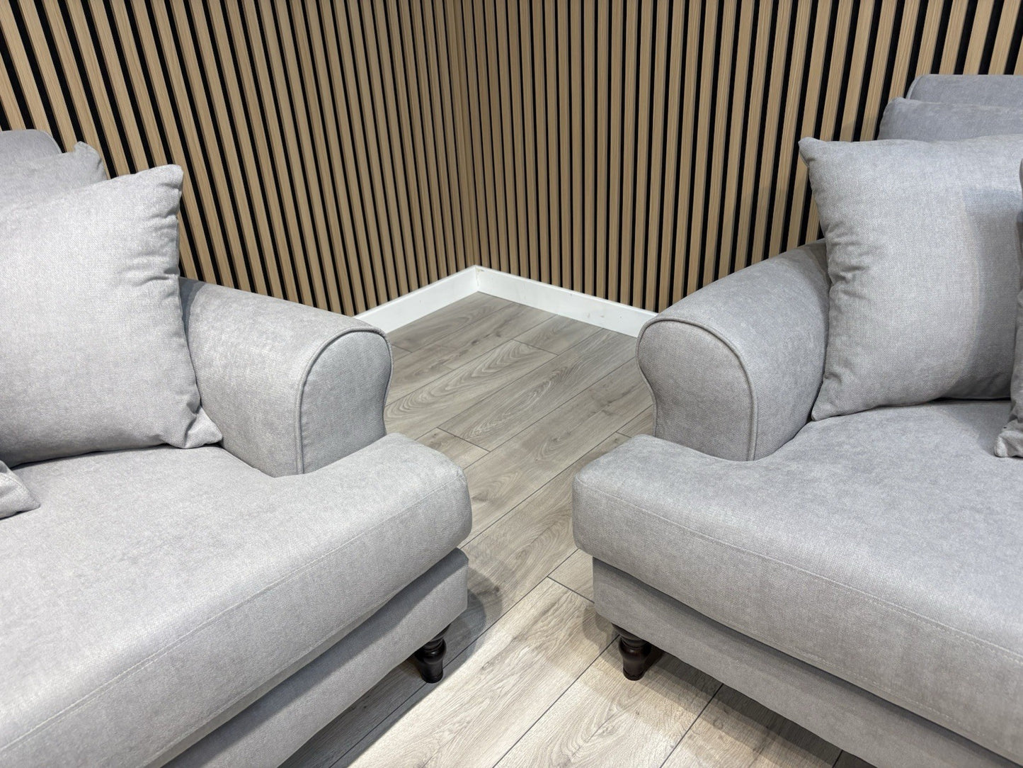 Laura Ashley LYNDEN Style Fabric 3 Seater + 2 Seater Sofa Set, Grey - RRP £2,500