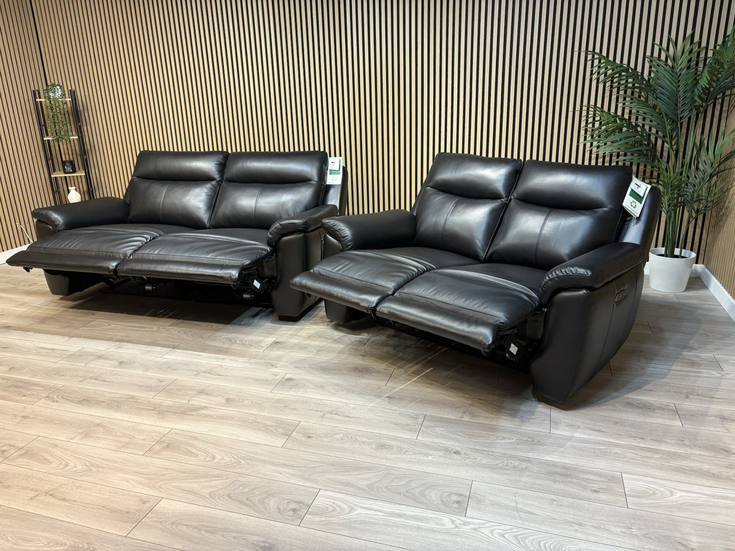 NAVONA 3 Seater + 2 Seater Leather Sofa Set, Power Recliners - RRP £3,498