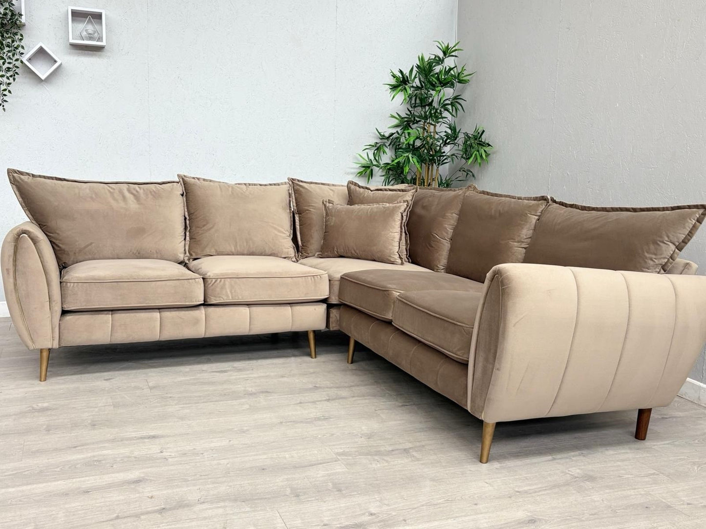 Sofology - GABRIELLE Style Fabric 2 Corner 2 Sofa, Latte - RRP £2,599