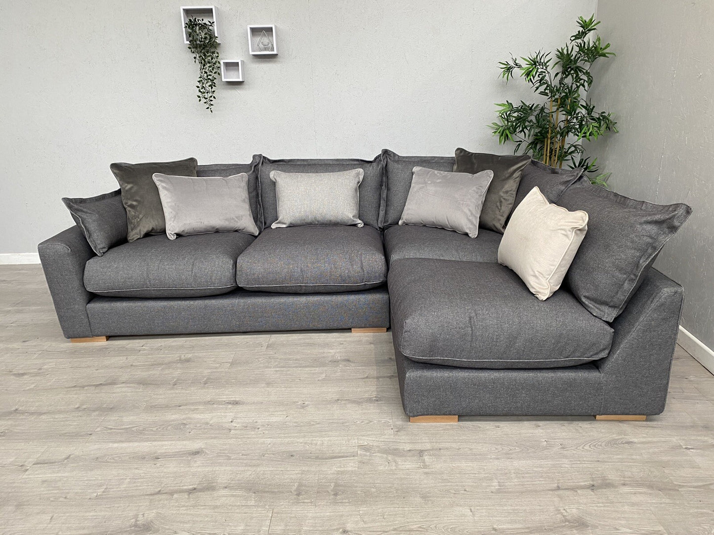 Sofology - GAIA Fabric RHF Open End Corner Sofa, Grey Slate Mix - RRP £3,499
