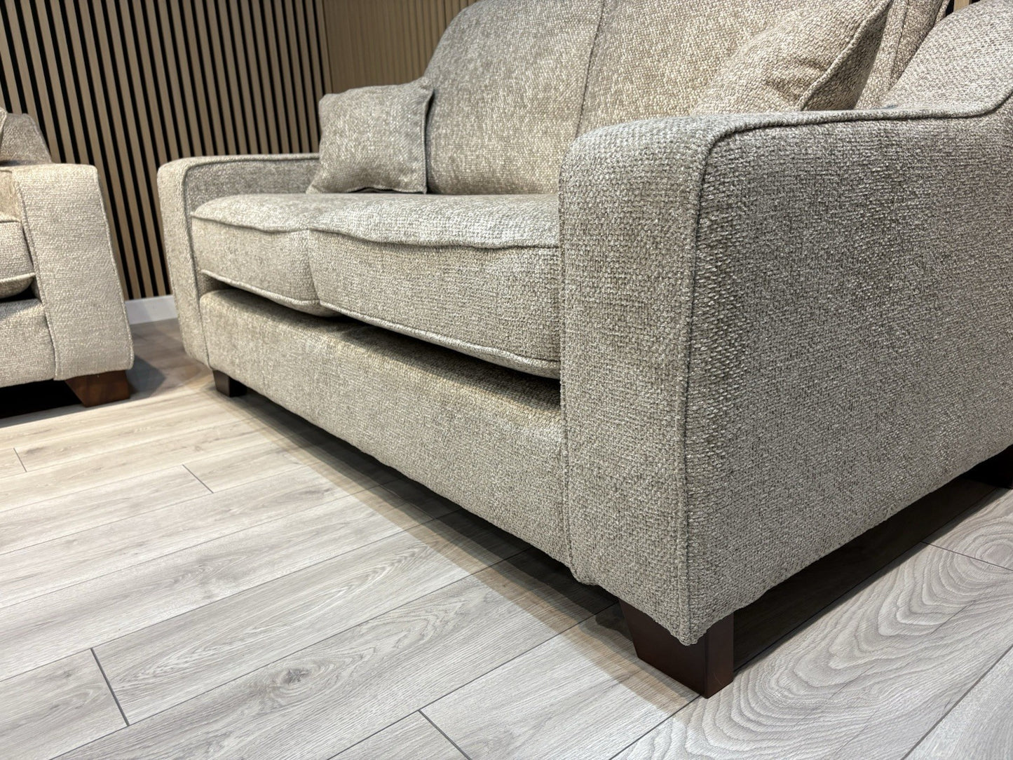 NEBRASKA Premium Fabric 3 Seater + 2 Seater Sofa Set, Stone - RRP £1,899