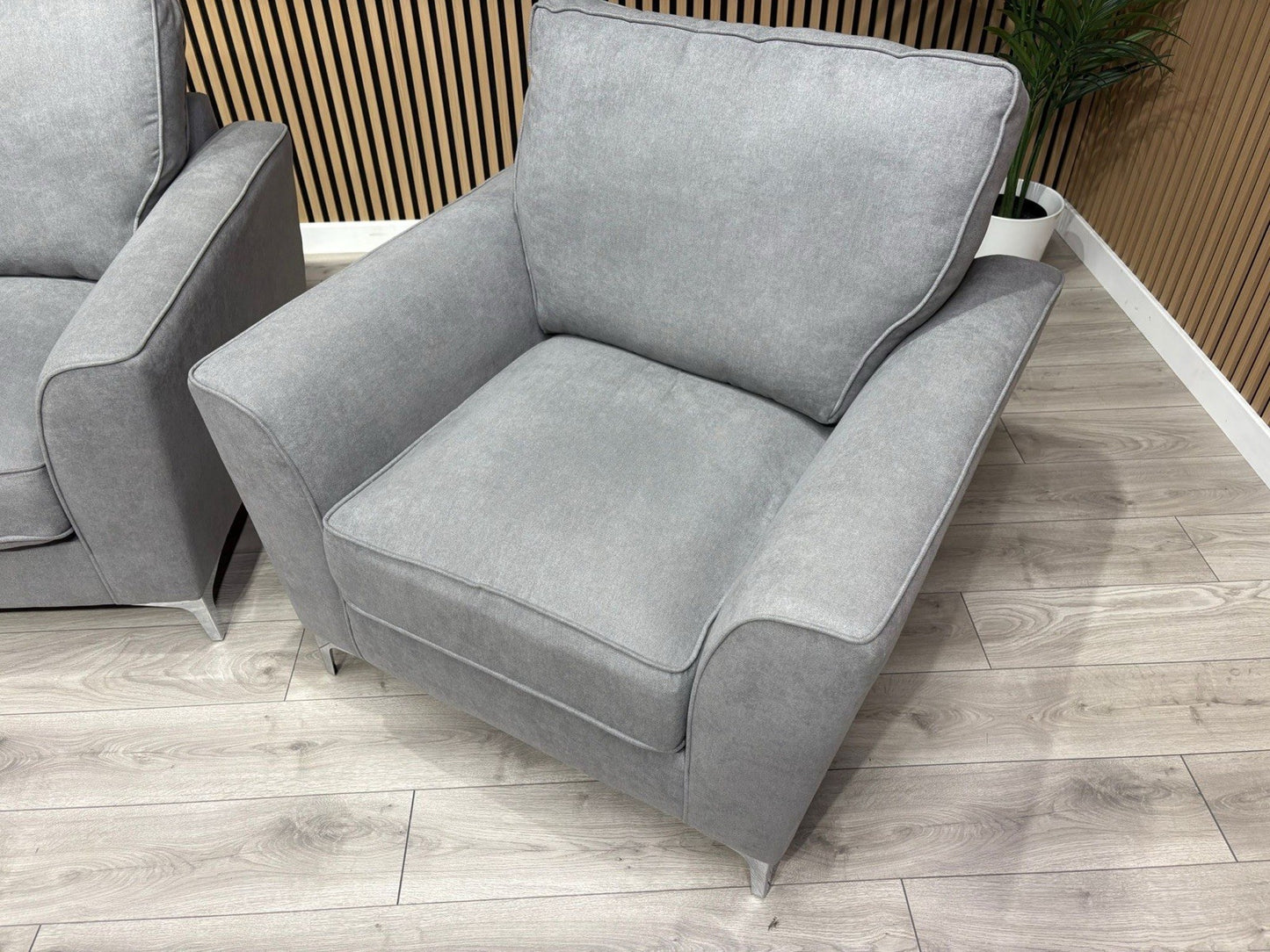 Furniture Village LEGEND Fabric 3 Seater Sofa + Armchair, Pewter - RRP £1,990