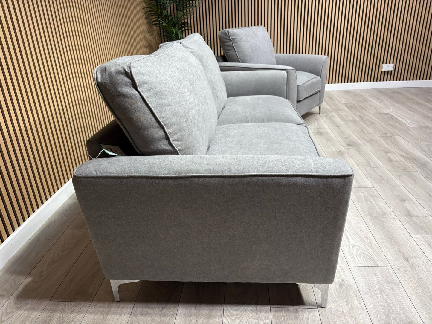 Furniture Village LEGEND Fabric 3 Seater Sofa + Armchair, Pewter - RRP £1,990