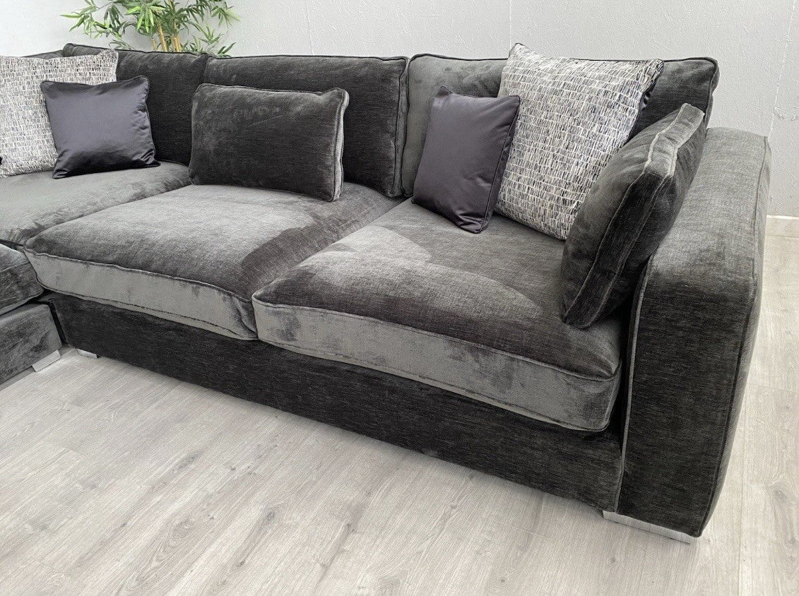 Sofology - CAVALLI Fabric Corner Sofa, 3 Corner 1.5 Chenille Slate - RRP £4,599