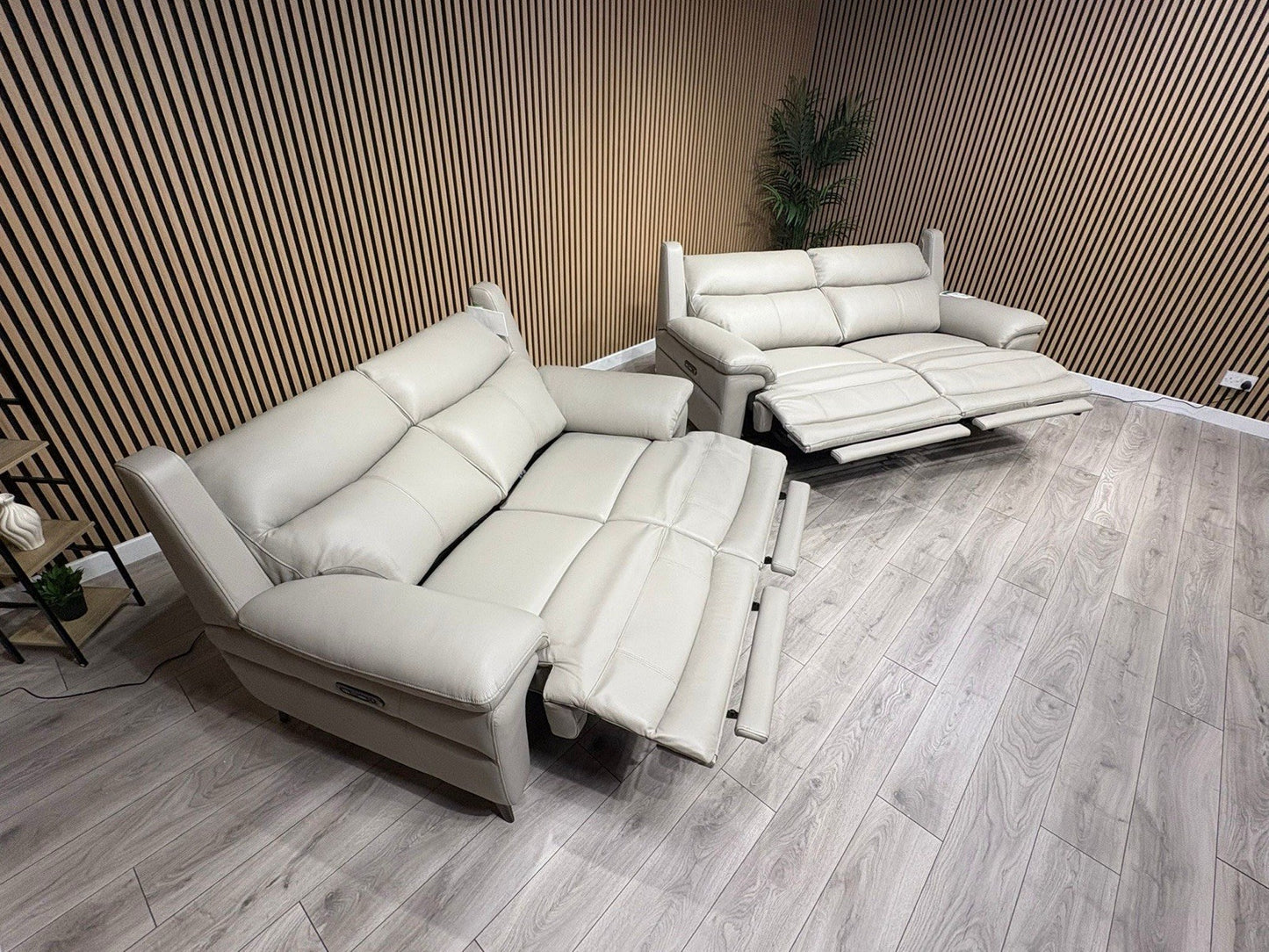 Furniture Village PANACHE Style Leather 3 + 2 Seater Power Recliner Sofa Set