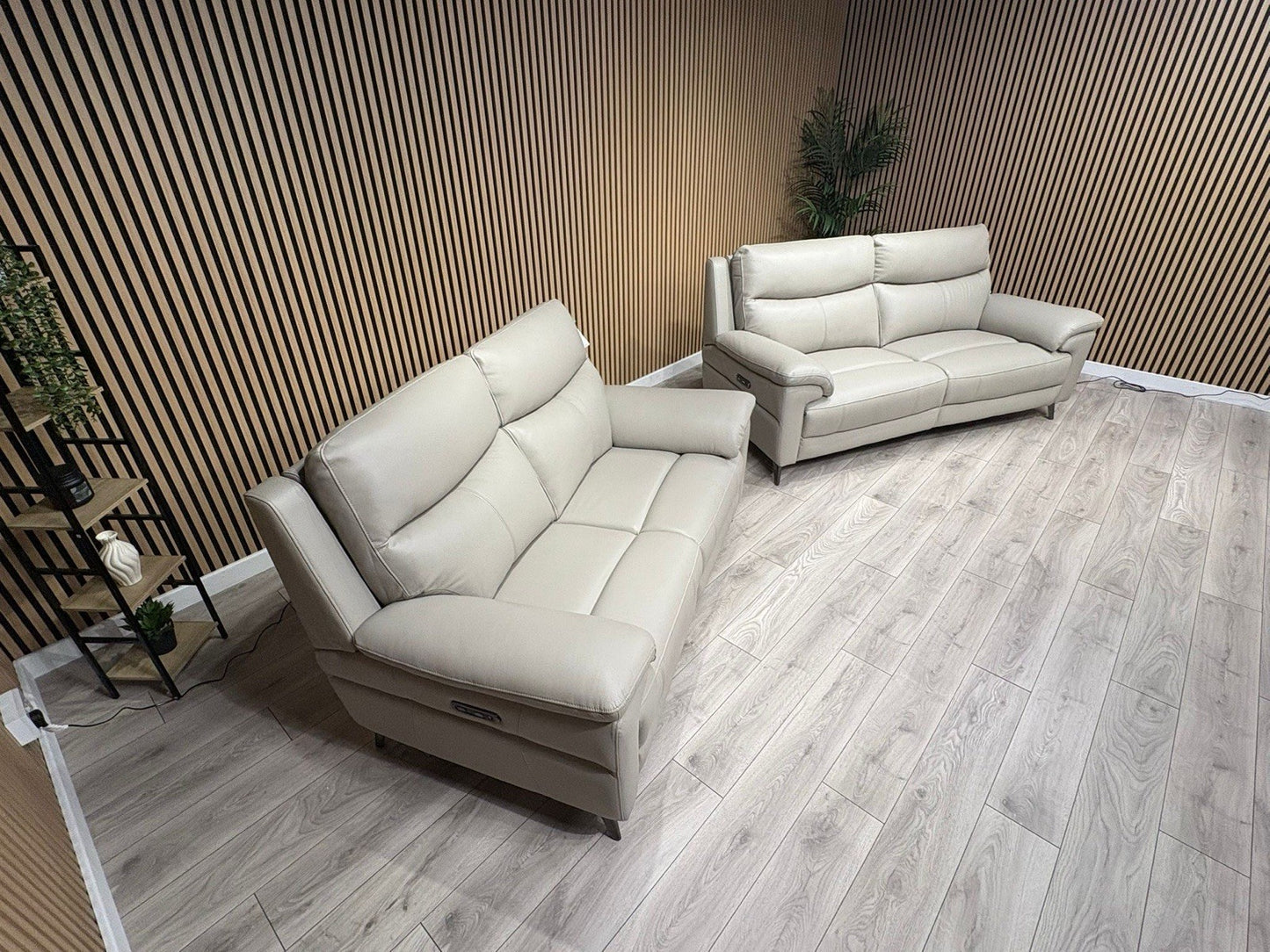 Furniture Village PANACHE Style Leather 3 + 2 Seater Power Recliner Sofa Set
