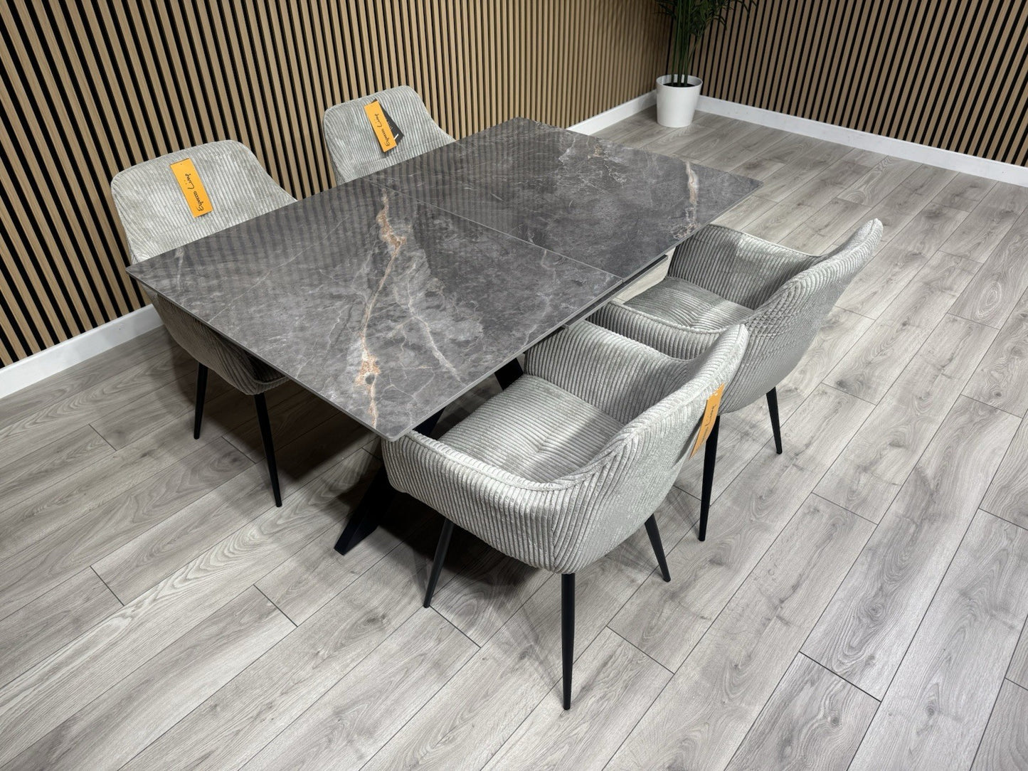 NEXT Sample - CRETE Marble Effect Extending Dining Table + 4 x Chairs. RRP £1899