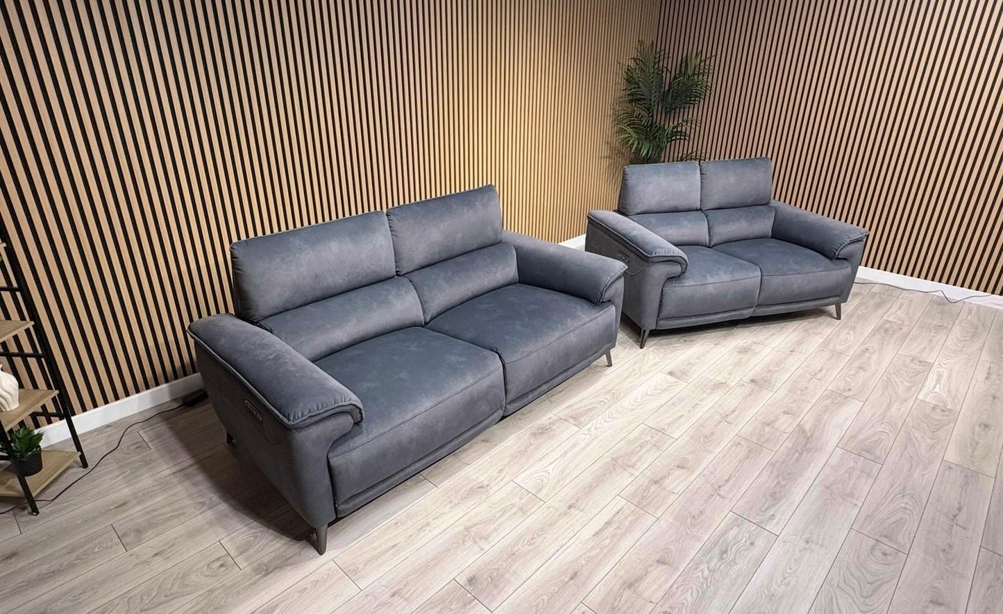 Furniture Village MOET Style Fabric 3 + 2 Seater Power Sofa Set - RRP £3,890