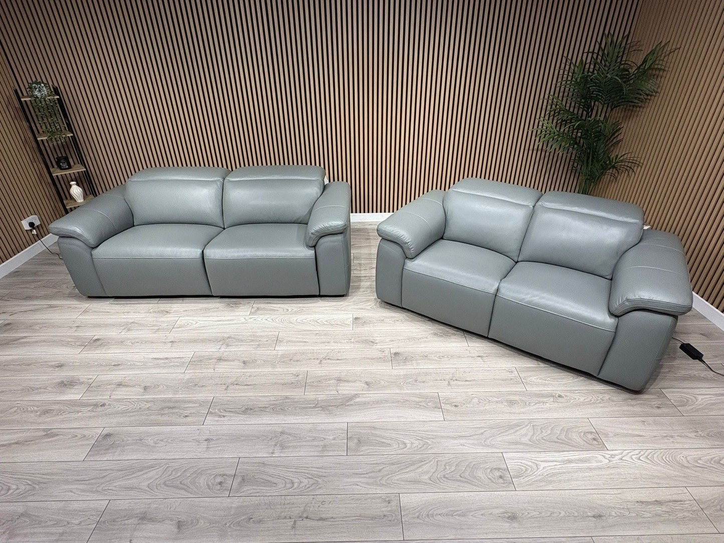 F. Village INCA Style Leather 3 + 2 Seater Power Recliner Sofa, Heated Seats