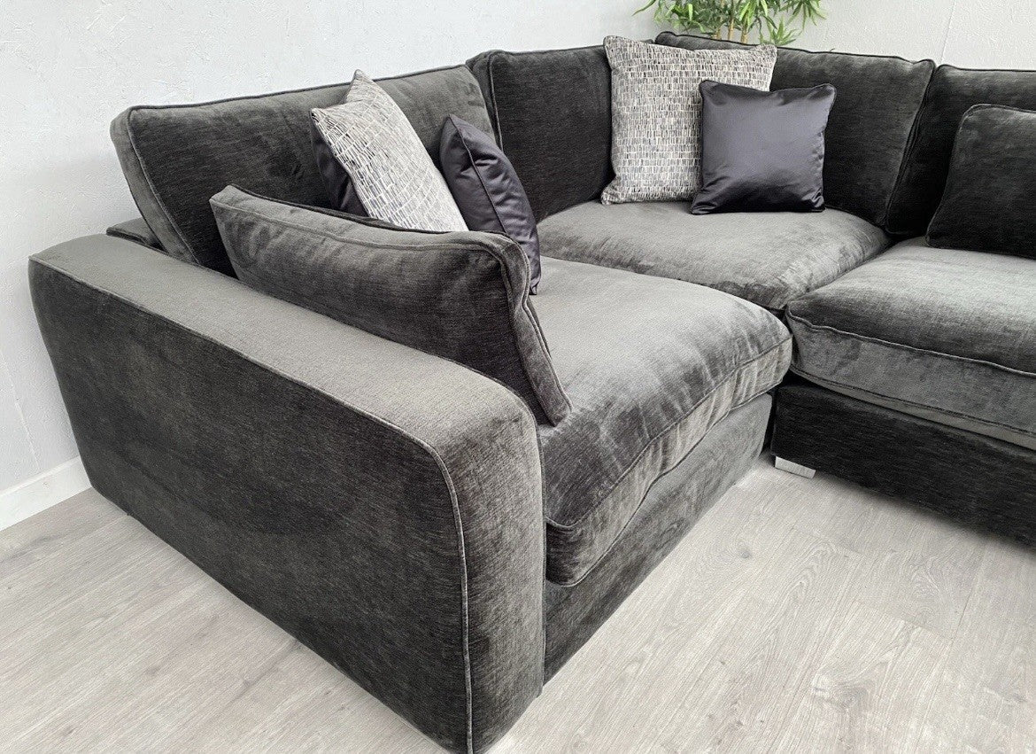 Sofology - CAVALLI Fabric Corner Sofa, 3 Corner 1.5 Chenille Slate - RRP £4,599