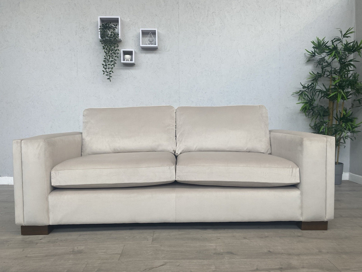 Very Home MAISON Velvet Fabric 3 Seater Sofa, Natural - RRP £1,199