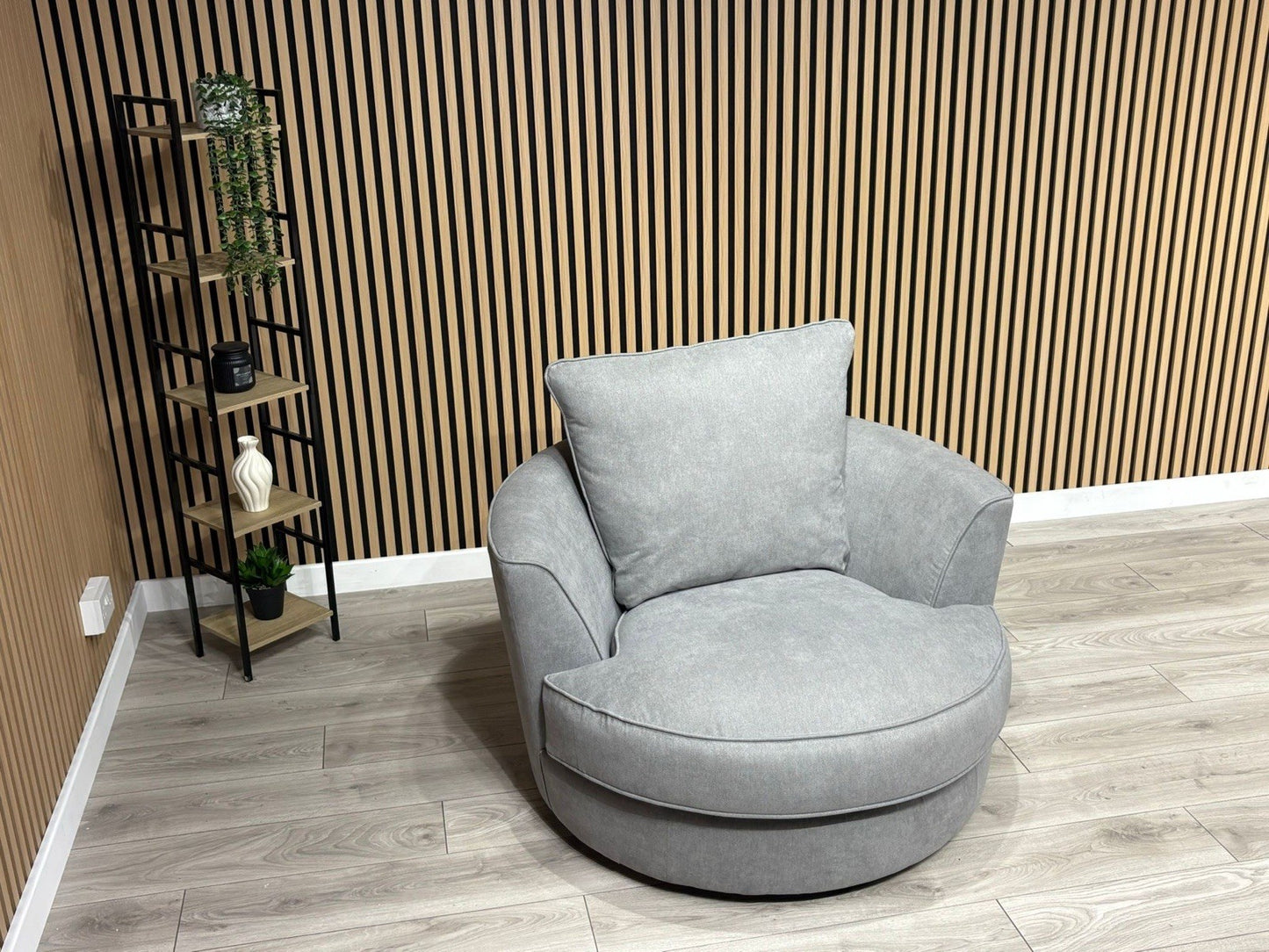 Furniture Village LEGEND Fabric Swivel Chair / Armchair, Pewter - RRP £845