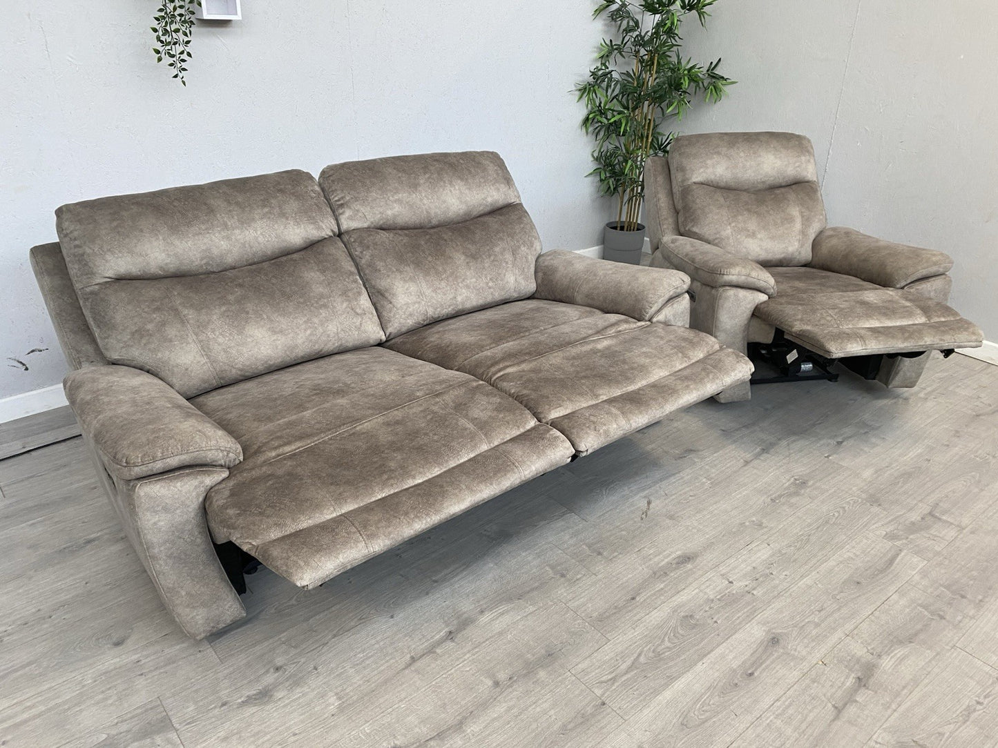 Furniture Village SLOANE Fabric 3 Seater Sofa + Armchair, Power Recliners