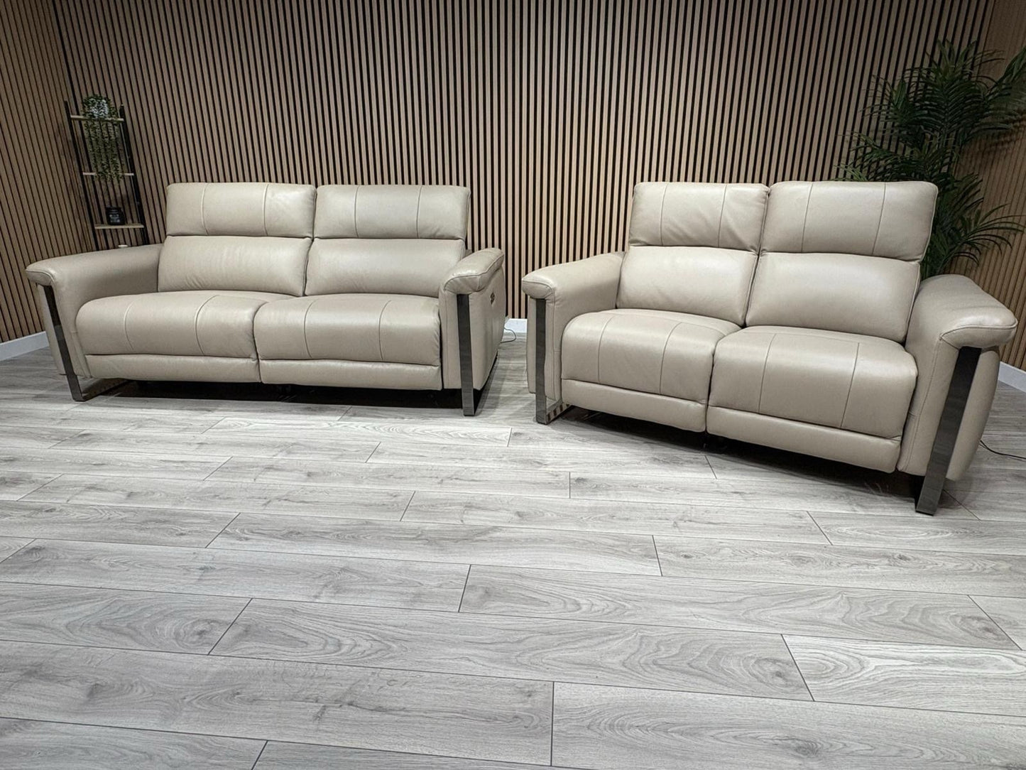 Furniture Village GISELLA Style Leather 3 + 2 Seater Power Recliner Sofa Set