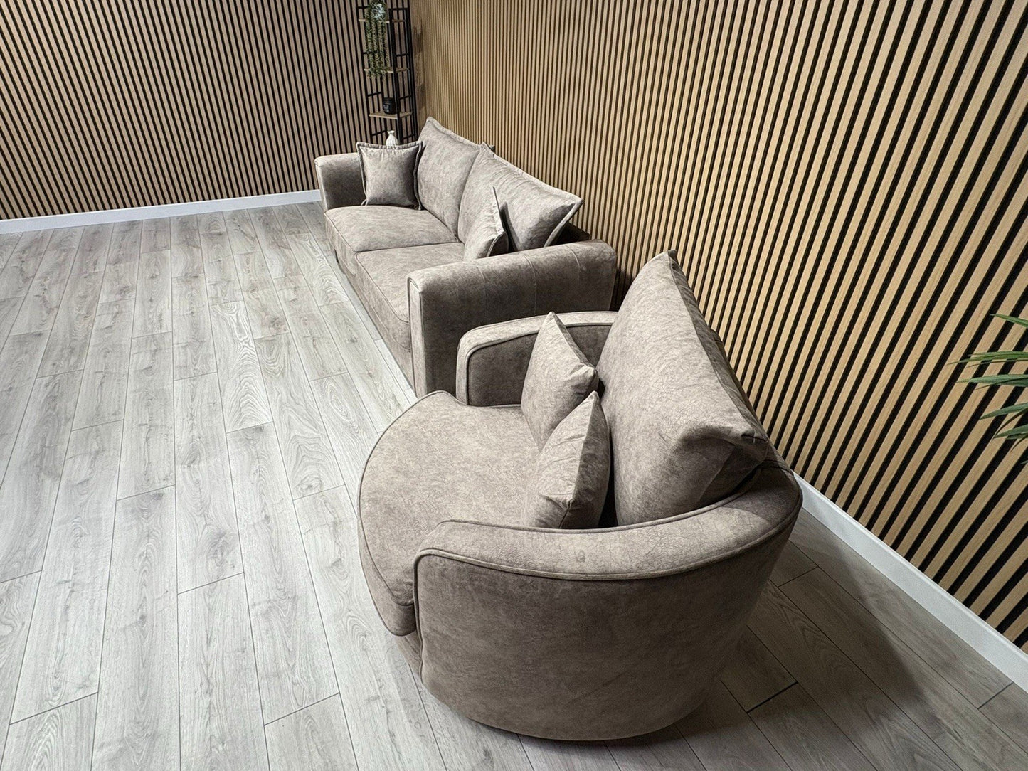 DFS - CHERISHED Style 3 Seater Sofa + Swivel Armchair, Formal Back - RRP £2,248