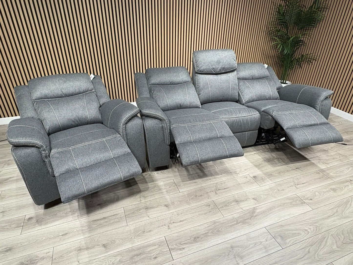 Galaxy Fabric 3 Seater + Armchair, Power Recliner Media Sofa Set - RRP £3190