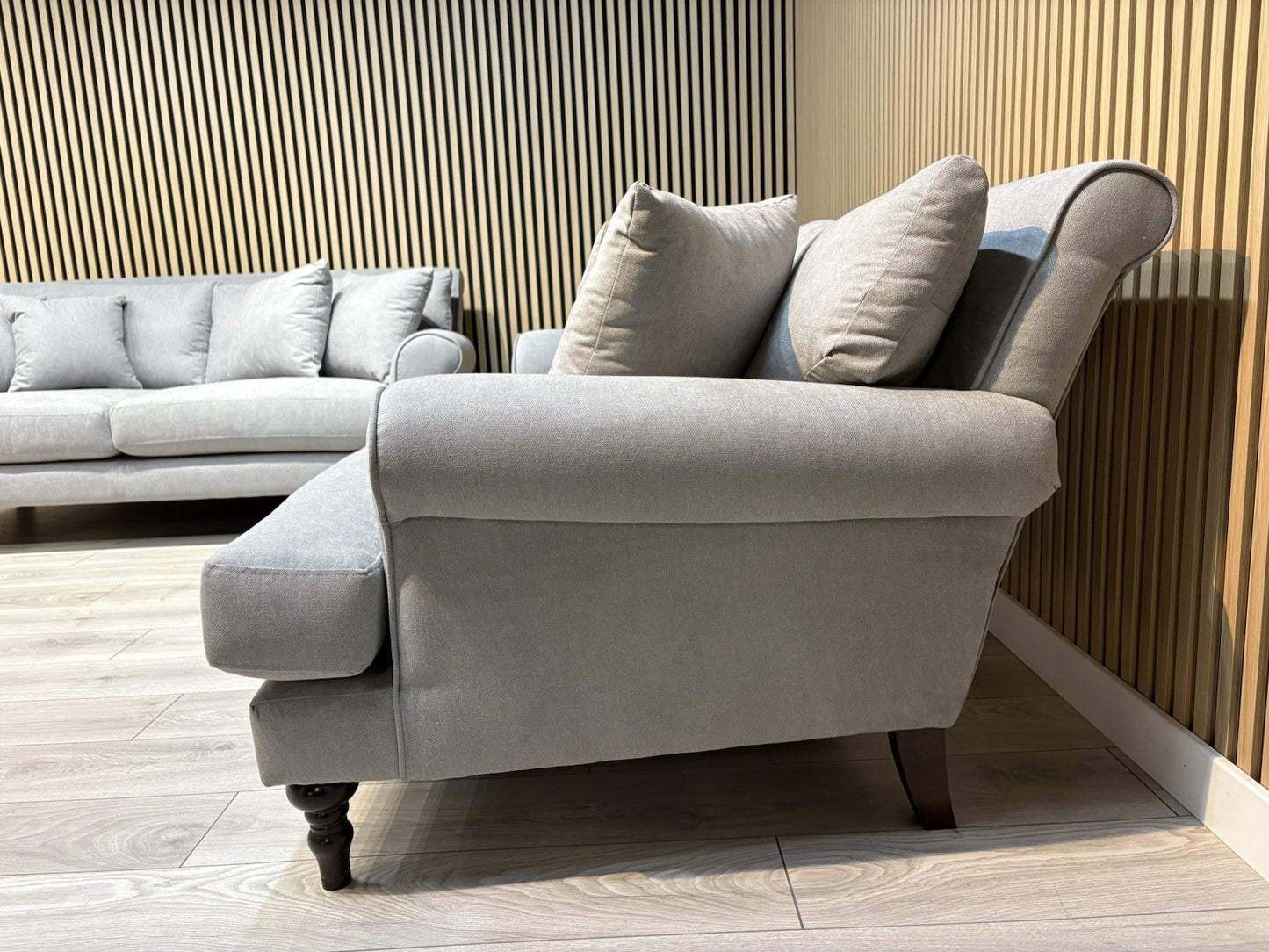 Laura Ashley LYNDEN Style Fabric 3 Seater + 2 Seater Sofa Set, Grey - RRP £2,500