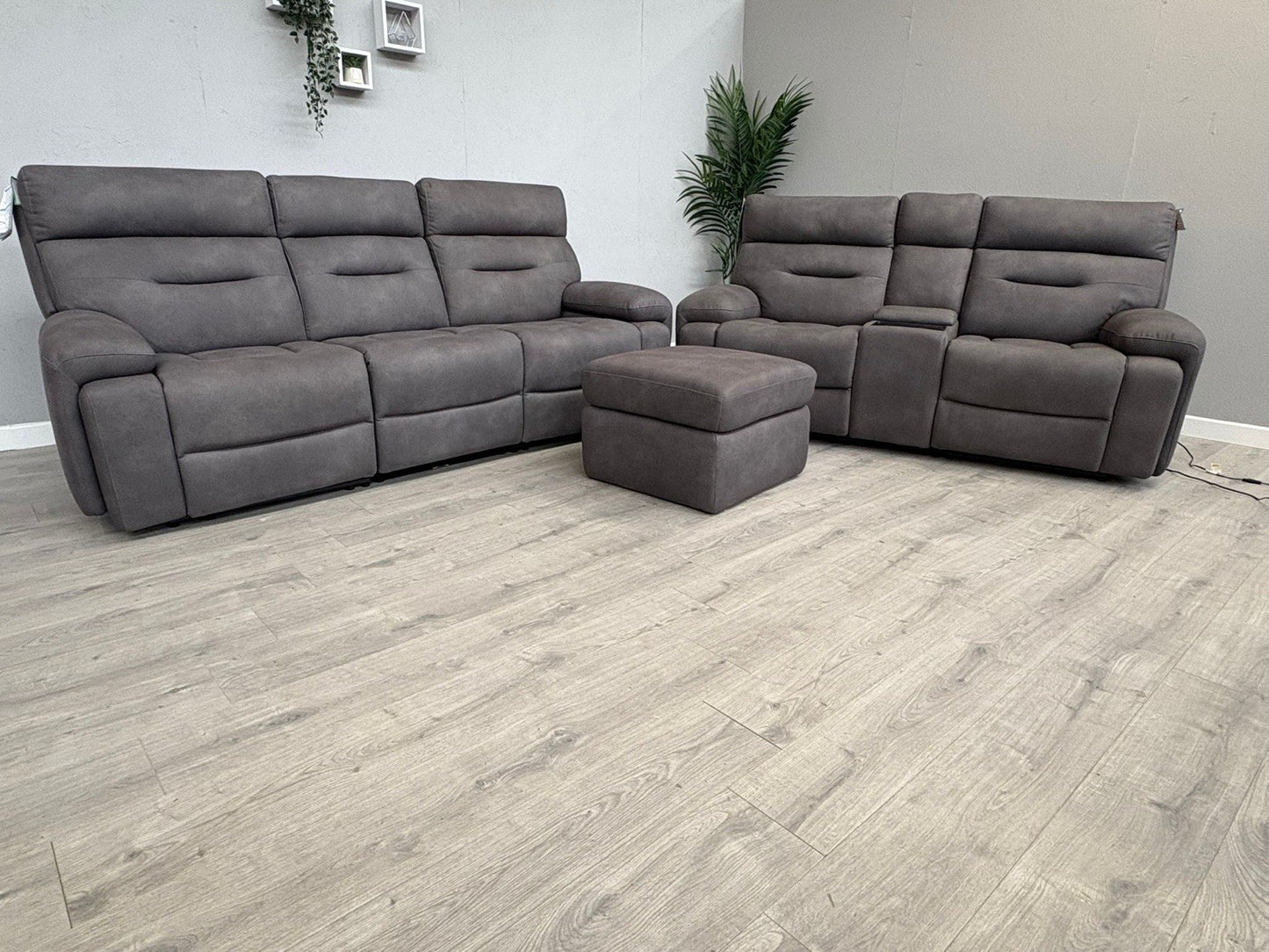 Furniture Village CINEMAX 3 + 2 Seater Power Recliner Media Sofa Set + Footstool