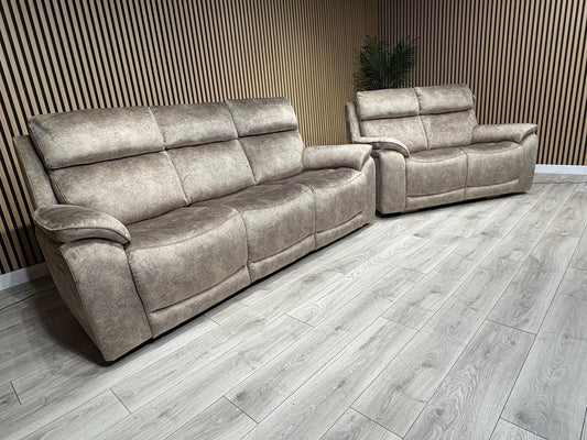 Furniture Village SLOANE Style Fabric 3 + 2 Seater Power Recliner Sofa Set