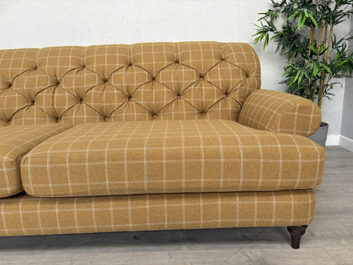 Dunelm - CANTERBURY 4 Seater Chesterfield Sofa, Check Ochre - RRP £1399