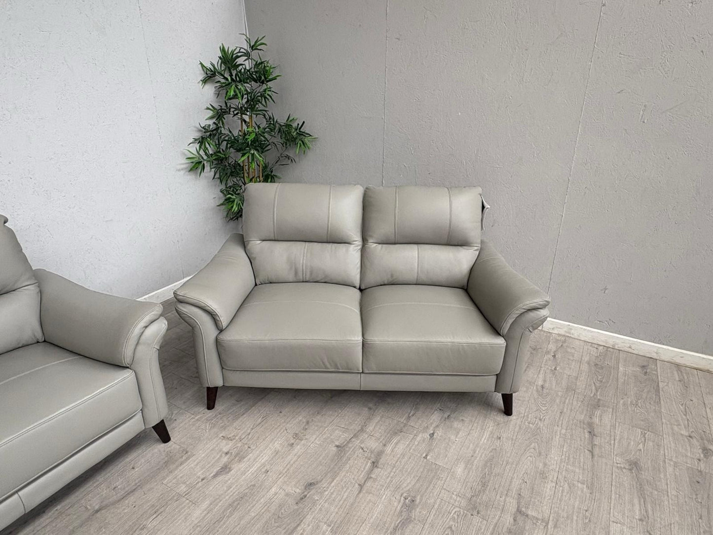 Furniture Village WINNER Leather 3 + 2 Seater Sofa Set, Light Grey - RRP £1,890