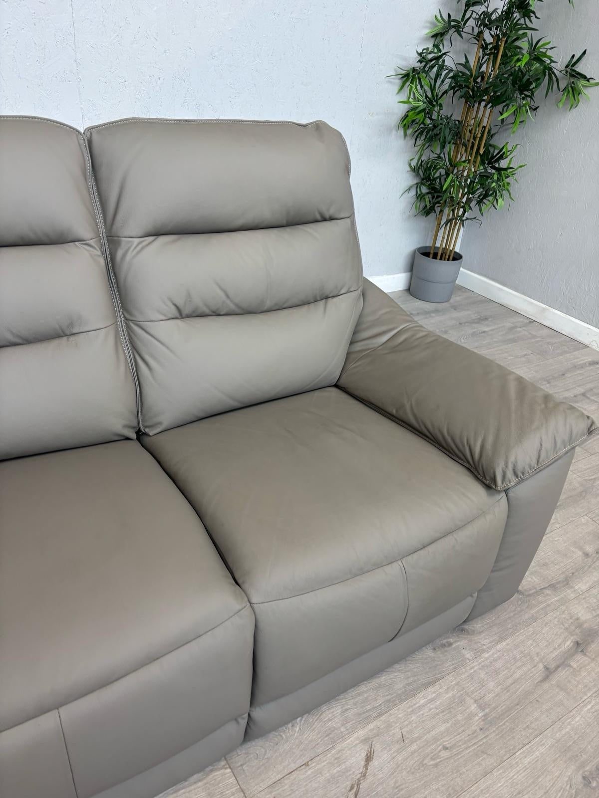 Oak Furniture Land Carter Grey Leather 2 Seater Sofa, - RRP £1349