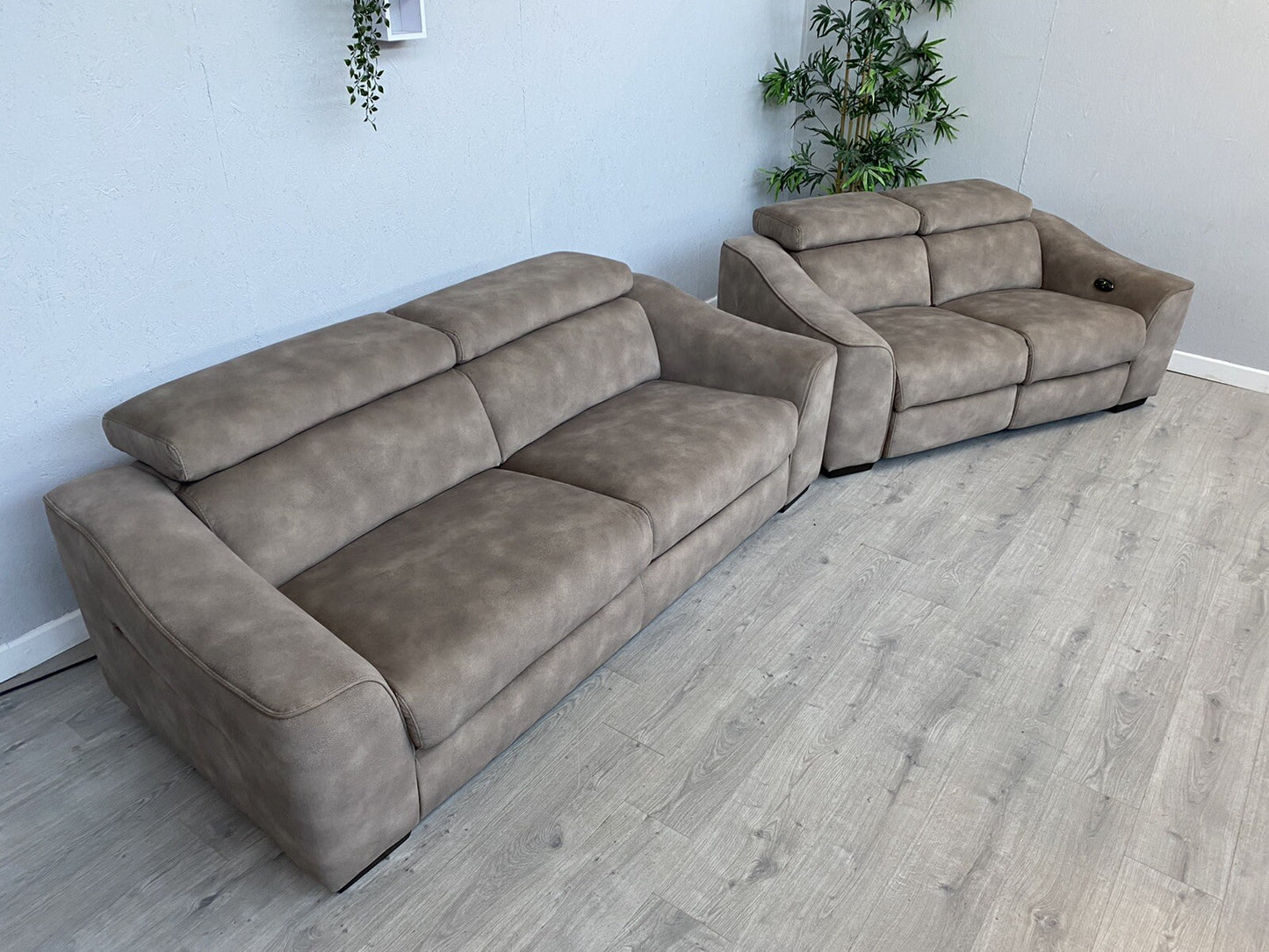 Furniture Village ELIXIR Fabric 3 Seater Sofa Bed + 2 Seater Power Recliner Sofa