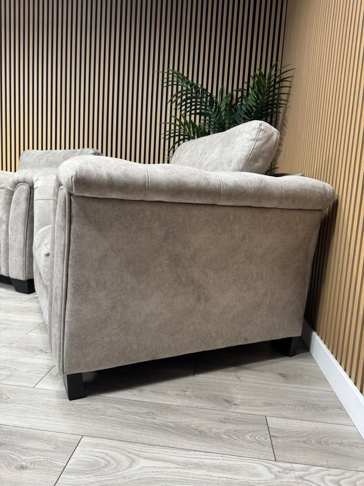 Furniture Village Boutique AURA Fabric 2 x Armchairs, Oatmeal - RRP £2,190