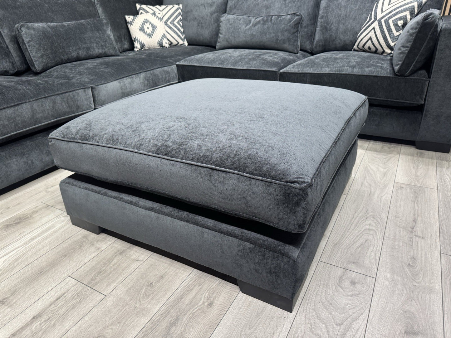 Sofology CAVALLI Style Fabric 3 Corner 3 Sofa + Footstool, Slate - RRP £6,398