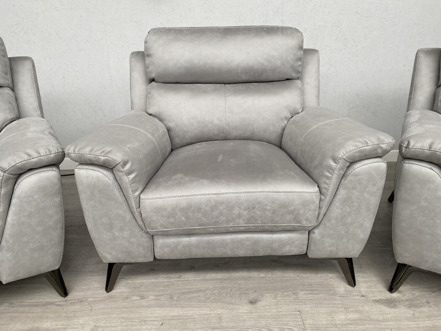 Furniture Village CONTEMPO Fabric 2 x 2 Seater Sofas + Power Recliner Armchair