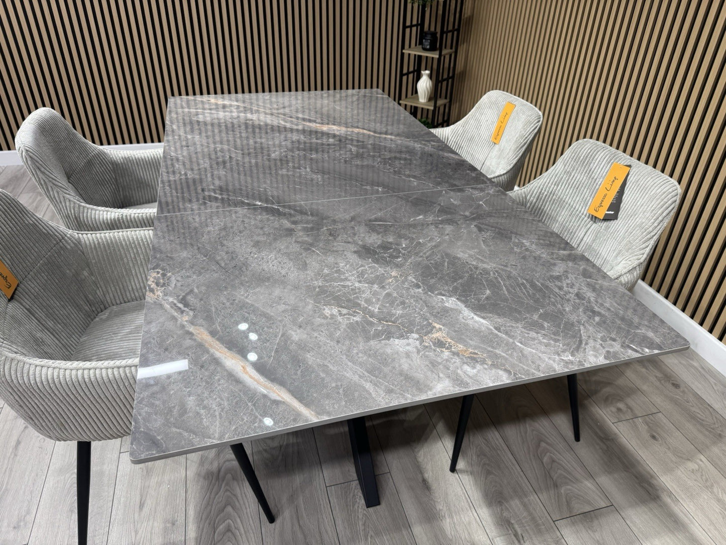 NEXT Sample - CRETE Marble Effect Extending Dining Table + 4 x Chairs. RRP £1899